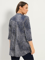 Yours Curve Blue Half Placket Jersey Shirt - Image 3 of 5