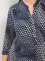 Yours Curve Blue Half Placket Jersey Shirt - Image 4 of 5