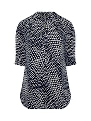 Yours Curve Blue Half Placket Jersey Shirt - Image 5 of 5