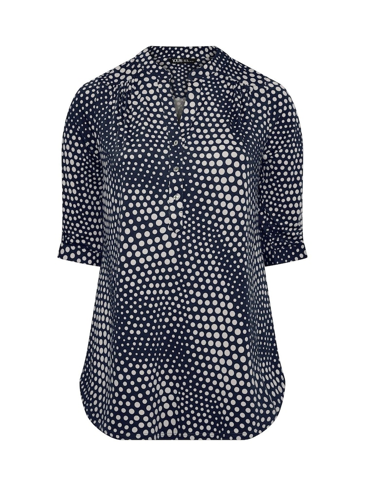 Yours Curve Blue Half Placket Jersey Shirt - Image 5 of 5