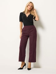 M&Co Purple Petite Pintuck Wide Leg Trousers - Image 1 of 6