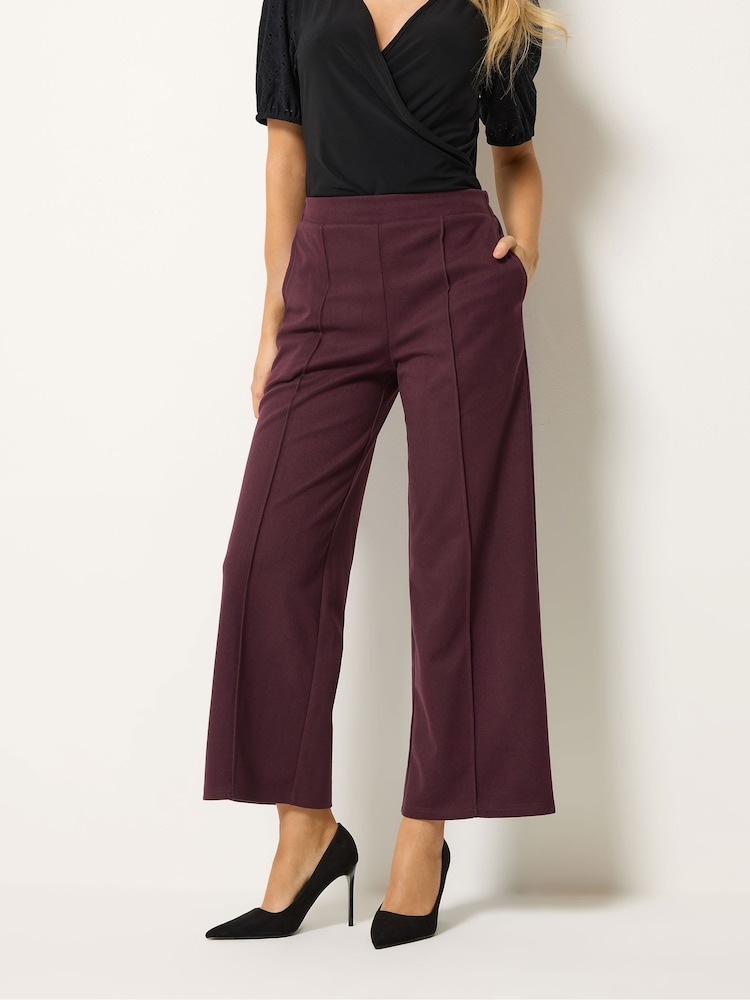 M&Co Purple Petite Pintuck Wide Leg Trousers - Image 2 of 6