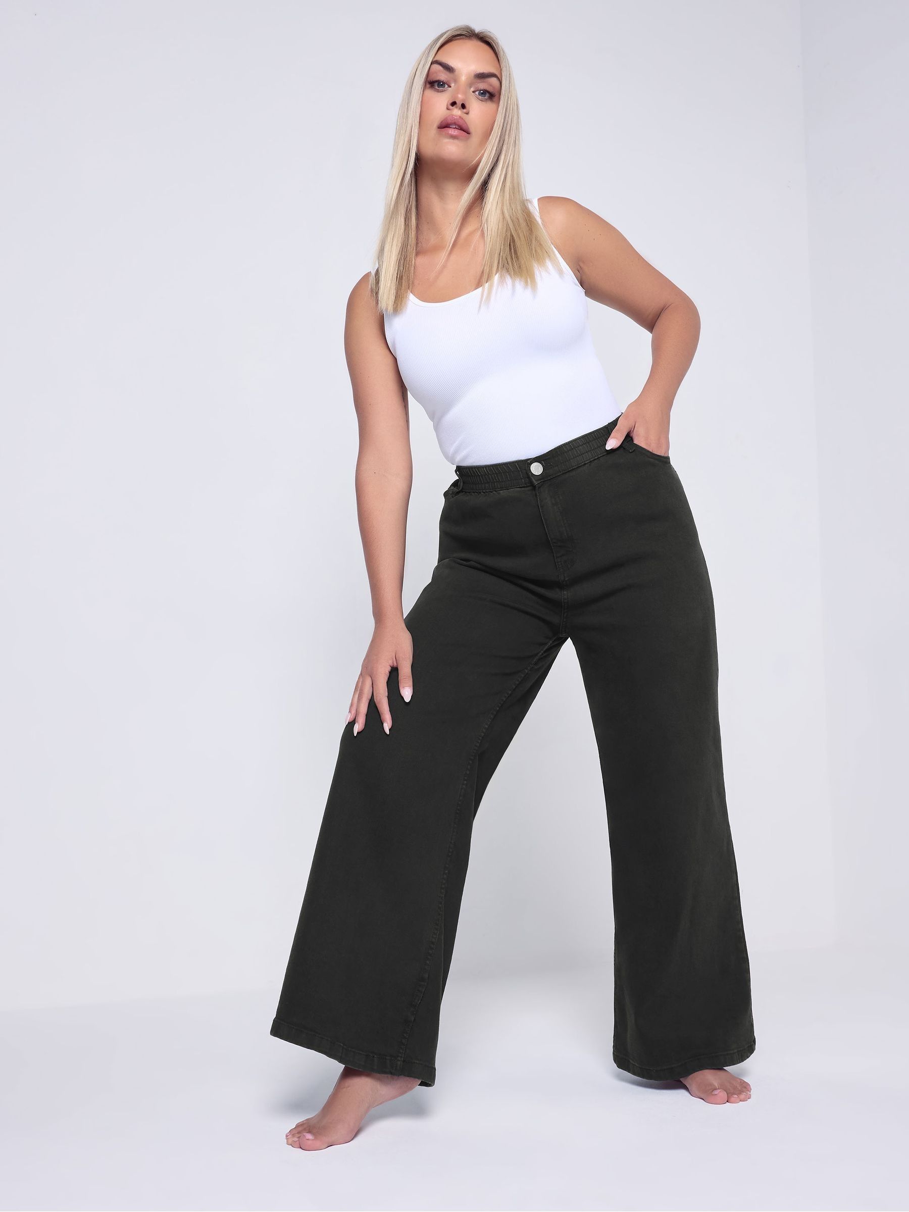 Yours Women's Black Wide Leg Slouchy Jeans In | Size: 26 - Image 2