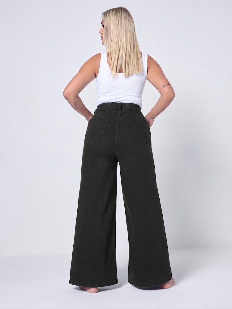 Yours Curve Black Wide Leg Slouchy Jeans - Image 2 of 6 Yours Curve Black Wide Leg Slouchy Jeans - Image 2 of 6