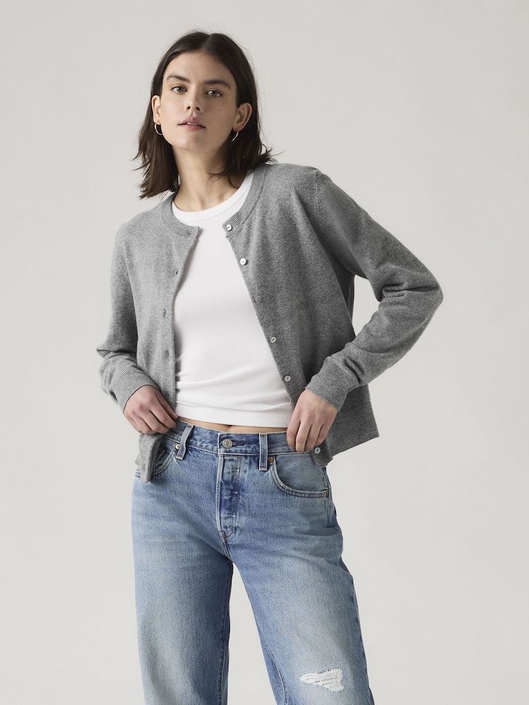 Levi's® Grey Supersoft Crewneck Cardigan - Image 1 of 5
