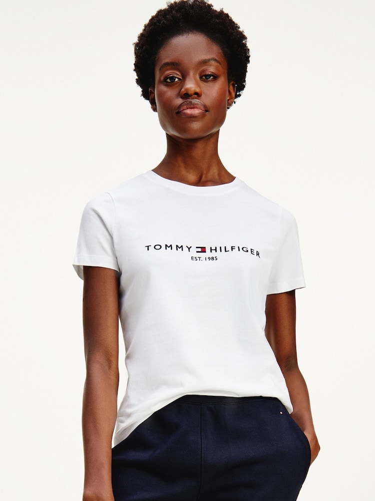Tommy Hilfiger White Heritage Logo T-Shirt - Image 3 of 5