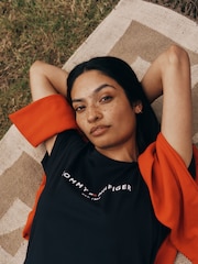 Синий - Классическая футболка с логотипом Tommy Hilfiger - Image 2 of 5