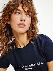 Синий - Классическая футболка с логотипом Tommy Hilfiger - Image 4 of 5