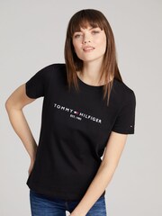 Черный - Классическая футболка с логотипом Tommy Hilfiger - Image 1 of 3
