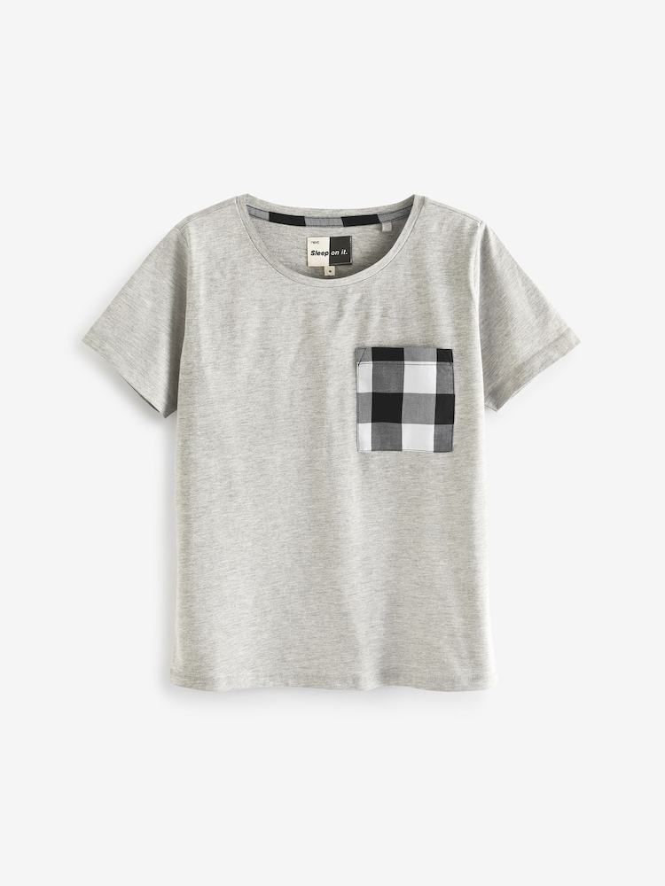 Grey/White Check Cotton Short Set Pyjamas - Image 2 of 6
