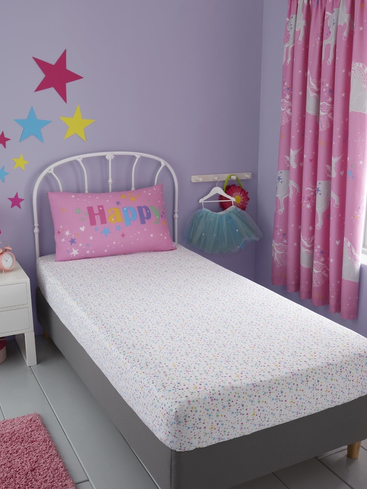 Bedlam Pink Glow In The Dark Unicorn Fitted Sheet - Image 1 of 2