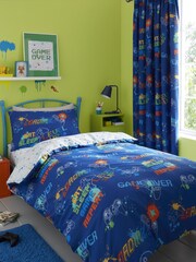 Bedlam Blue Glow In The Dark Game Duvet Cover and Pillowcase Set - Image 1 of 4