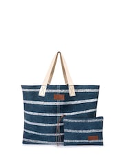 Seaspray Blue Jumbie  Stripe Beach Bag and Purse Set - Image 5 of 5