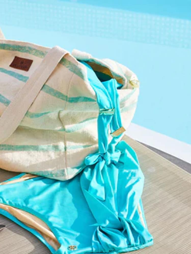 Seaspray Blue Jumbie Stripe Beach Bag And Purse Set - Image 2 of 4 Seaspray Blue Jumbie Stripe Beach Bag And Purse Set - Image 2 of 4