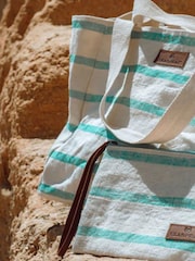 Seaspray Blue Jumbie Stripe Beach Bag And Purse Set - Image 3 of 4