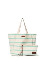 Seaspray Blue Jumbie Stripe Beach Bag And Purse Set - Image 4 of 4