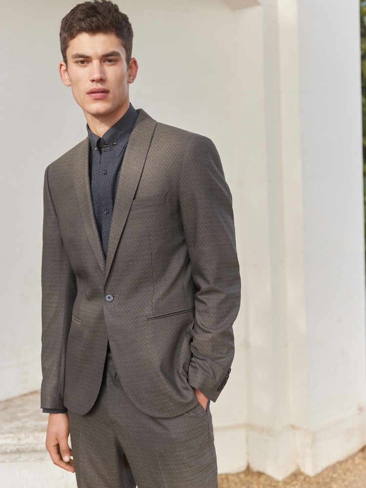 Bronze Slim Fit Shawl Collar Suit: Jacket - Image 1 of 14