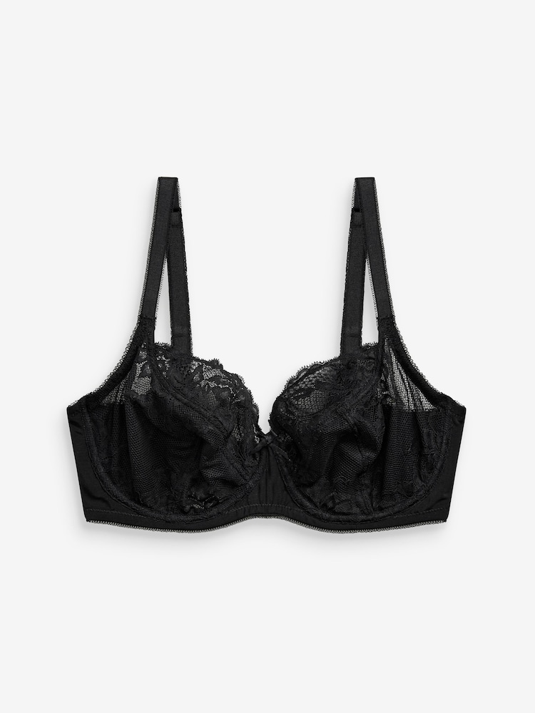 Black/White/Praline Nude Non Pad Balcony DD+ Lace Bras 3 Pack - Image 6 of 7