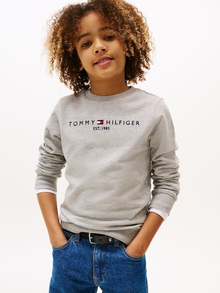 Tommy Hilfiger Grey Essential Sweatshirt - Image 1 of 6 Tommy Hilfiger Grey Essential Sweatshirt - Image 1 of 6