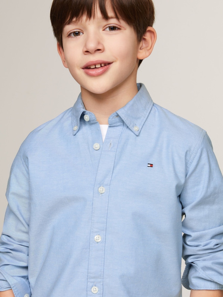 Niebieski - Tommy Hilfiger Stretch Oxford Shirt - Image 4 of 7