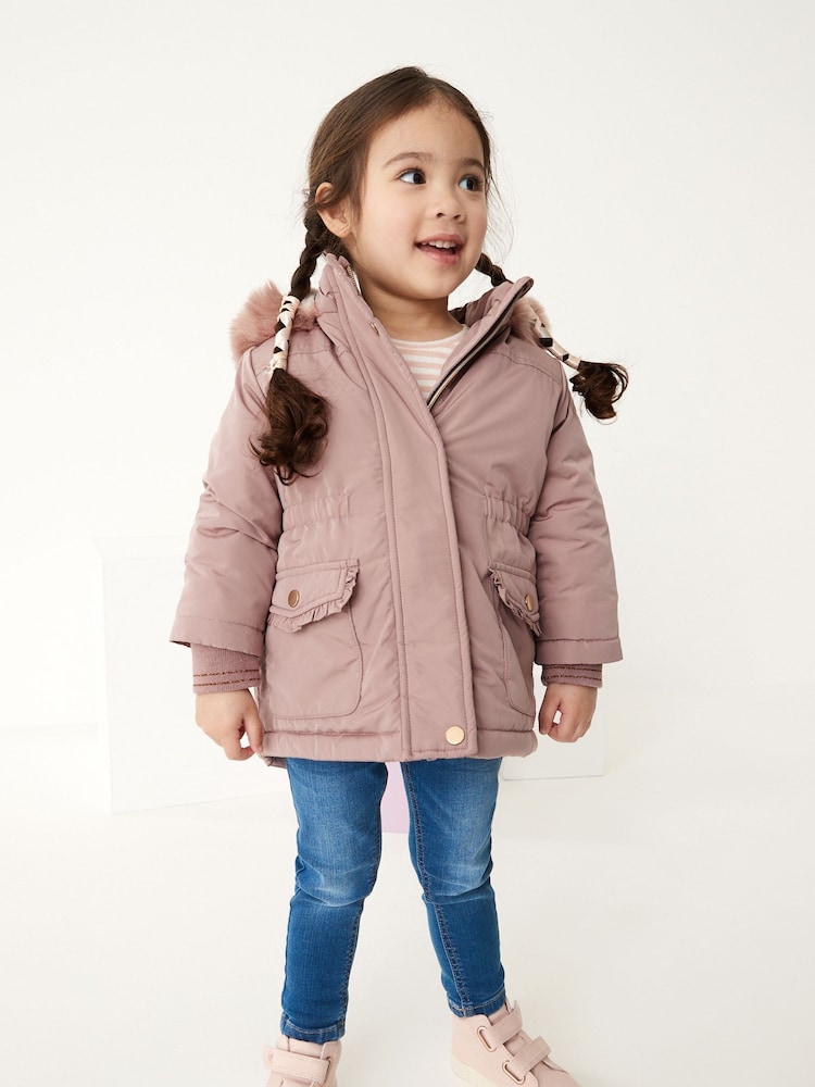 Pink Shower Resistant Faux Fur Trim Parka (3mths-7yrs) - Image 2 of 9