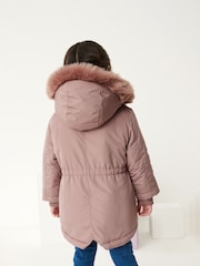 Pink Shower Resistant Faux Fur Trim Parka (3mths-7yrs) - Image 4 of 9