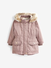 Pink Shower Resistant Faux Fur Trim Parka (3mths-7yrs) - Image 7 of 9