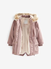 Pink Shower Resistant Faux Fur Trim Parka (3mths-7yrs) - Image 8 of 9