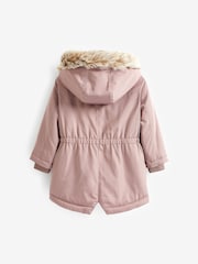 Pink Shower Resistant Faux Fur Trim Parka (3mths-7yrs) - Image 9 of 9