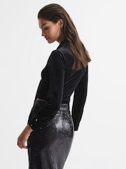 رداء علوي قصير مخمل برباط من الأمام Cora من Reiss - صورة 5 من 7