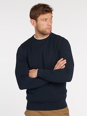Barbour® Navy Blue Mens 100% Cotton Pima Crew Neck Jumper - Image 1 of 6