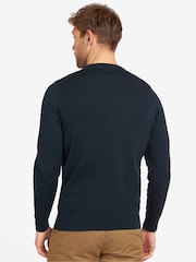 Barbour® Navy Blue Mens 100% Cotton Pima Crew Neck Jumper - Image 2 of 6