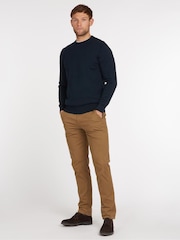 Barbour® Navy Blue Mens 100% Cotton Pima Crew Neck Jumper - Image 4 of 6