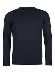 Barbour® Navy Blue Mens 100% Cotton Pima Crew Neck Jumper - Image 5 of 6