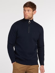 Barbour® Navy 100% Cotton Quarter Zip Jumper - Image 1 of 8