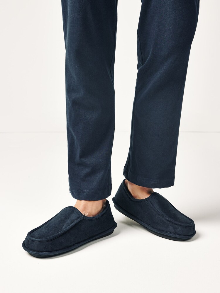 Navy Blue Apron Close Back Slippers - Image 1 of 6