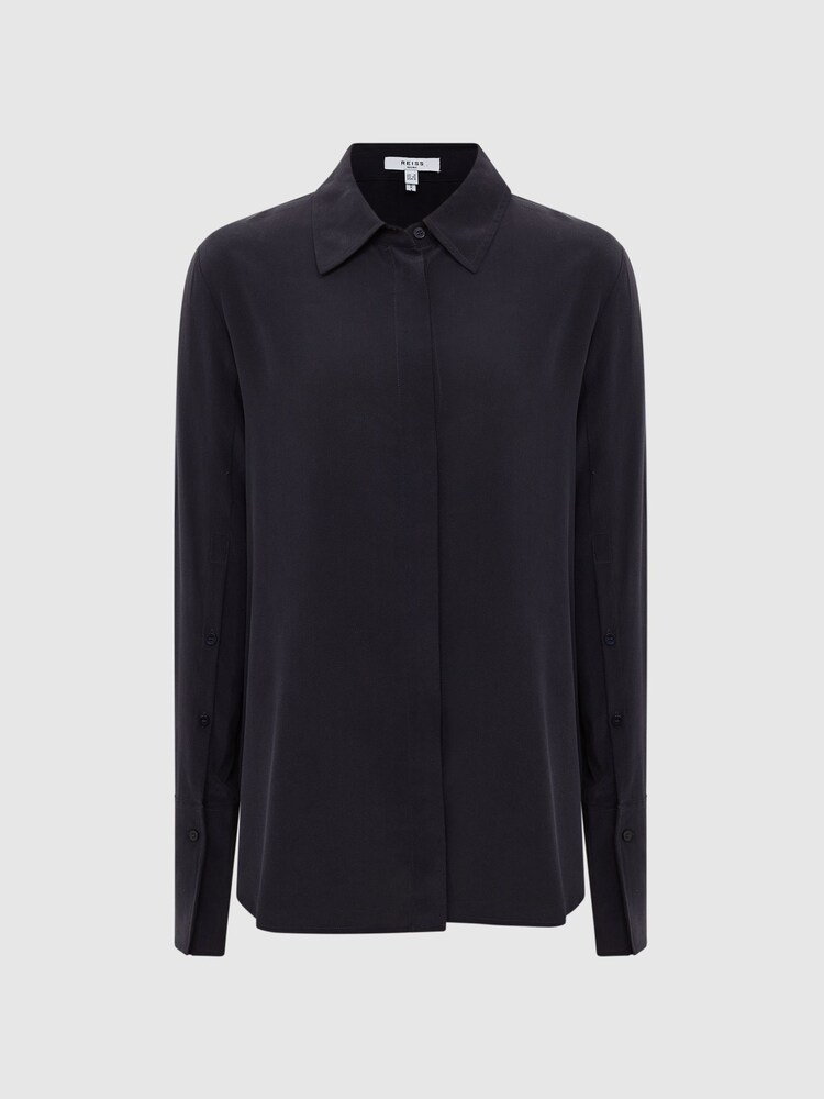 Reiss Navy Kia Silk Shirt - Image 2 of 7