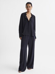 Reiss Navy Kia Silk Shirt - Image 3 of 7