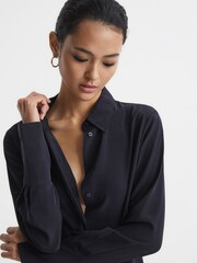 Reiss Navy Kia Silk Shirt - Image 4 of 7