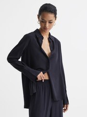 Reiss Navy Kia Silk Shirt - Image 7 of 7