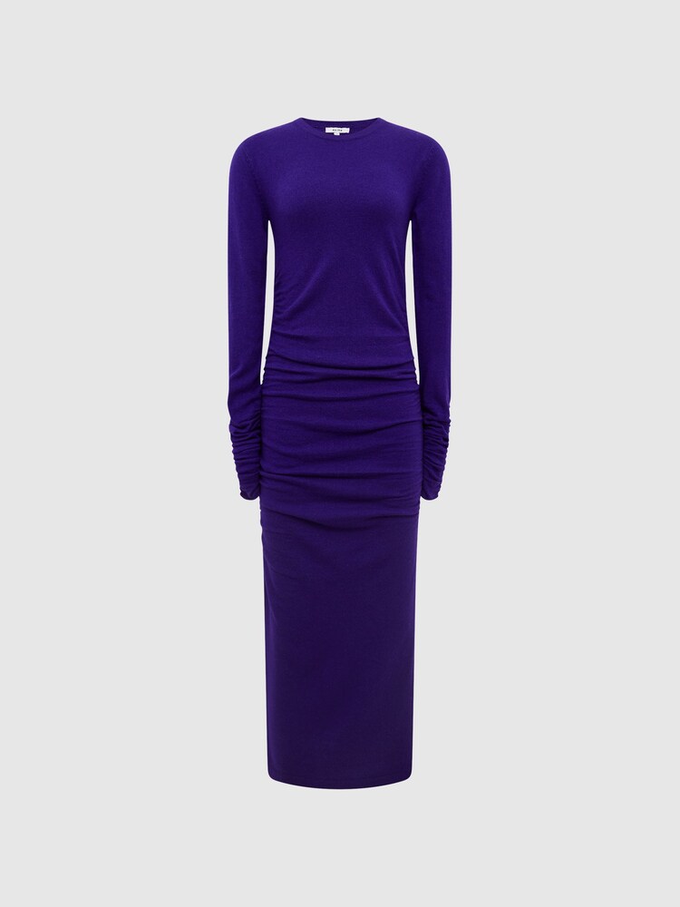 Reiss Purple Charley Ruched Midi Dress - Image 2 of 6 Reiss Purple Charley Ruched Midi Dress - Image 2 of 6