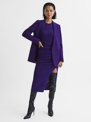 Reiss Purple Charley Ruched Midi Dress - Image 6 of 6