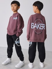 Baker by Ted Baker Black/Purple 2 Piece Oversized Graphic Sweatshirt and Joggers Set - Image 1 of 15