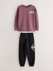 Baker by Ted Baker Black/Purple 2 Piece Oversized Graphic Sweatshirt and Joggers Set - Image 6 of 15