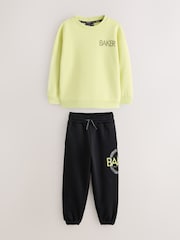 Baker by Ted Baker Lime Green 2 Piece Oversized Graphic Sweatshirt and Joggers Set - Image 7 of 16
