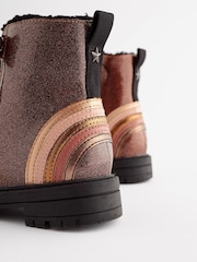 Rose Gold Pink Wide Fit (G) Warm Lined Lace-Up Boots - Image 5 of 7
