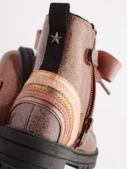 Rose Gold Pink Wide Fit (G) Warm Lined Lace-Up Boots - Image 6 of 7