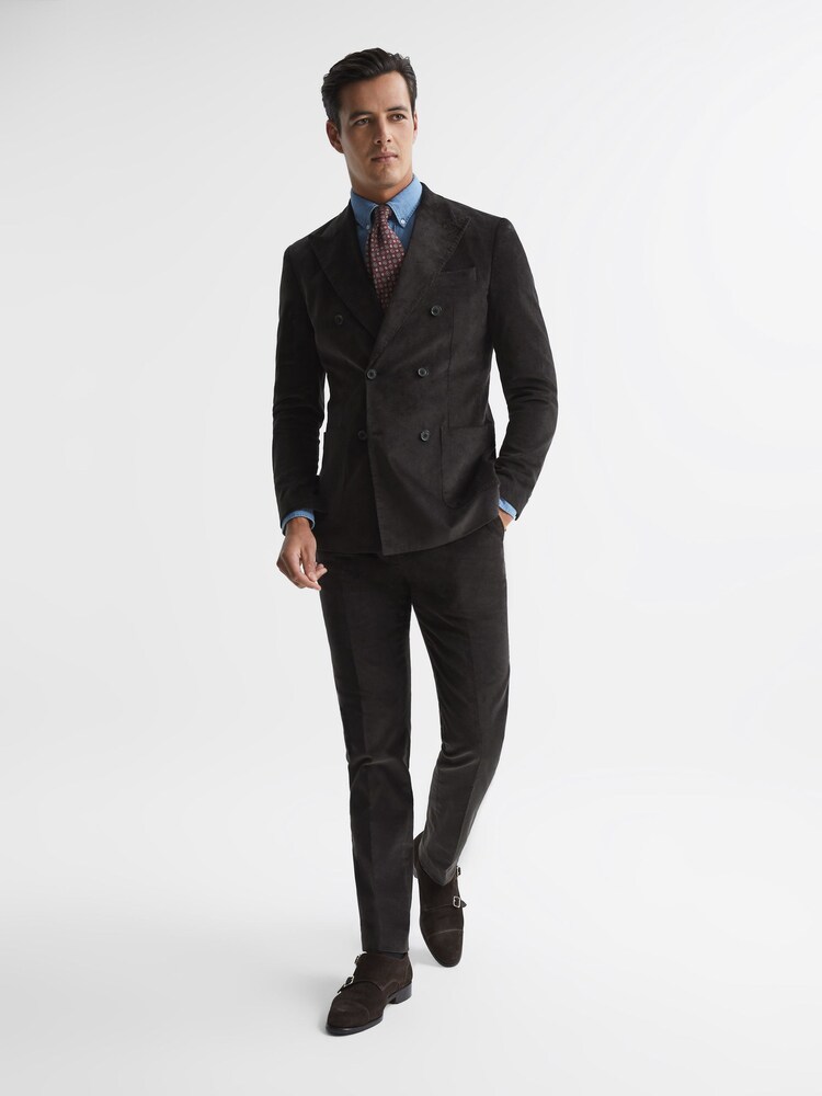 Reiss Chocolate Holborn Fine Cord Formal Tailored Fit Trousers - Image 6 of 6