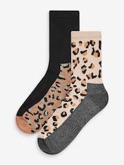 Animal Print Next Active Sports Walking Ankle Socks 2 Pack - Image 1 of 3