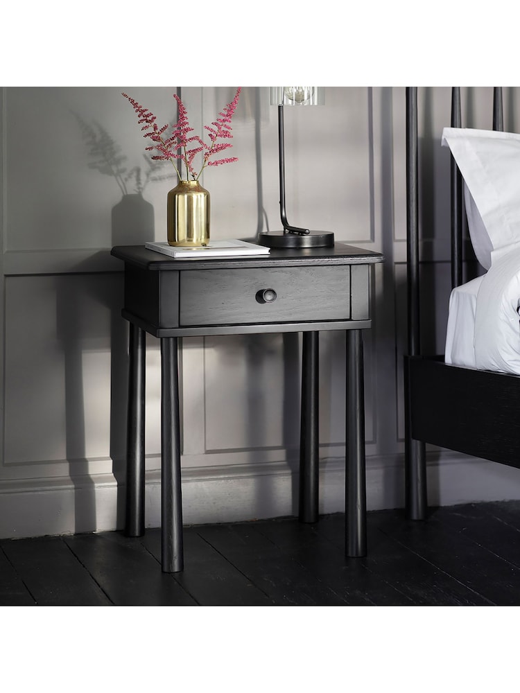 Gallery Home Black Virginia 1 Drawer Bedside Table - Image 1 of 3